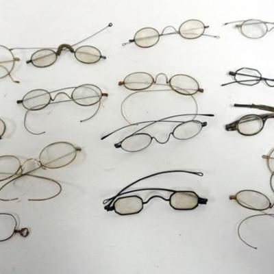 Sale Photo Thumbnail #49: 1049	LARGE ASSORTMENT EARLY ANTIQUE EYEGLASS
