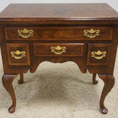 Sale Photo Thumbnail #202: 1203	HENREDON 4 DRAWER BURL WOOD LOWBOY, APPROXIMATELY 30 IN X 18 IN X 28 IN H
