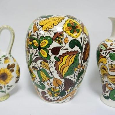 Sale Photo Thumbnail #25: 1025	GROUP OF ASSORTED UKRAINIAN ART POTTERY VASES & PITCHERS, TALLEST APPROXIMATELY 15 IN H
