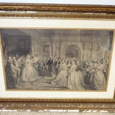 Sale Photo Thumbnail #83: 1083	ANTIQUE FRAMED AND MATTED ENGRAVING *LADY WASHINGTONS RECEPTION*, APPROXIMATELY 48 IN X 35 IN OVERALL, LOSS TO FRAME
