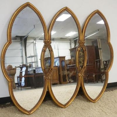 Sale Photo Thumbnail #198: 1199	CONTENTIAL TRIPLE DIAMOND SHAPE WALL MIRROR, APPROXIMATELY 60 IN X 50 IN H
