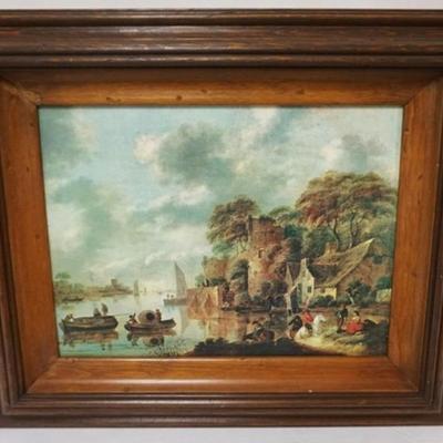 Sale Photo Thumbnail #81: 1081	FRAMED PRINT OF CASTLE ALONG WATERWAY, APPROXIMATELY 20 IN X 24 IN OVERALL
