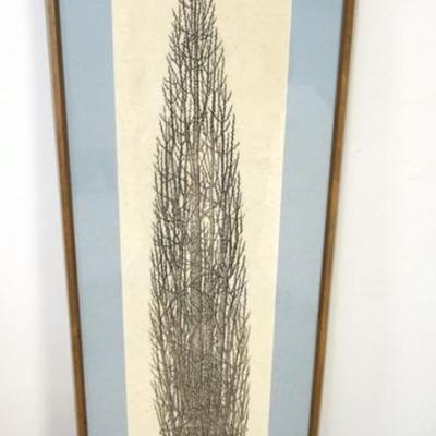 Sale Photo Thumbnail #97: 1097	JACQUES HNIZDOVSKY *GINKO MAIDENHAIR TREE* 1964 ETCHING SIGNED AND NUMBEED 10/210, APPROXIMATELY 13 IN X 44 IN OVERALL

