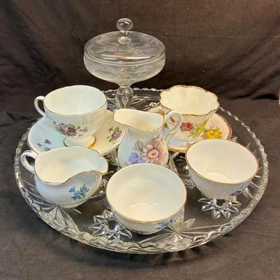 Staffordshire and old royal bone china teacups and saucers