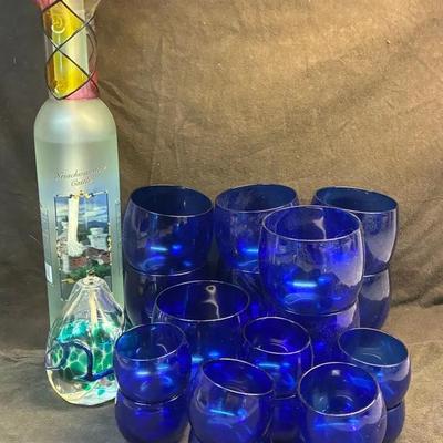 Cobalt glassware and glass oil lamps