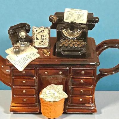 Paul cardew design crime writer s desk collectible teapot.