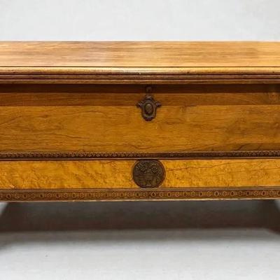 Vintage hope chest with birds eye maple veneer