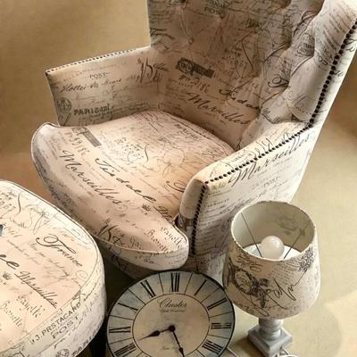 Upholstered paris" chair with other items