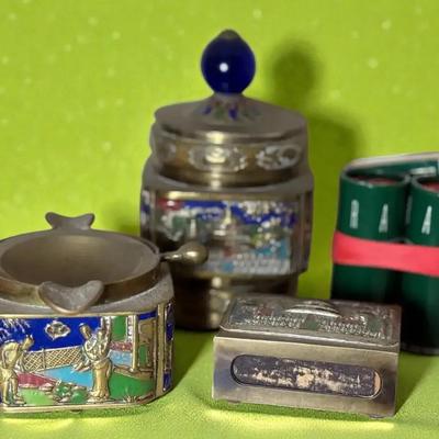 Chinese brass smoking set