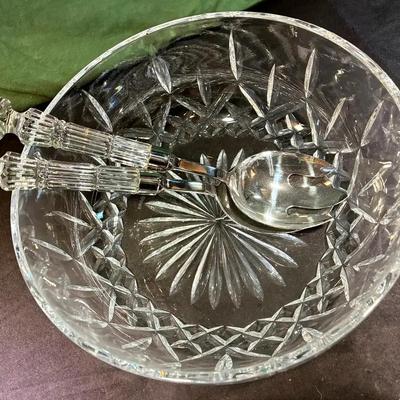 Waterford crystal serving bowl and utensils