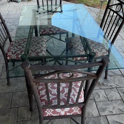 Glass Top Patio Table and Chairs