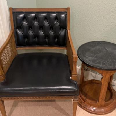 MCM Mahogany Leather Library Chair & Table