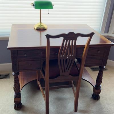 Vintage Carved Wood Writing Desk & Company