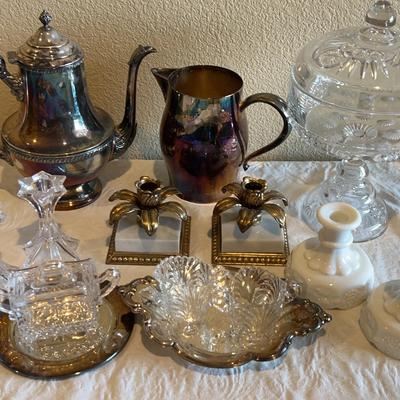 Vintage Glass, Brass & Silver Plated Goodies