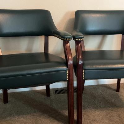 Pair of 1960’s Green Faux Leather Club Chairs