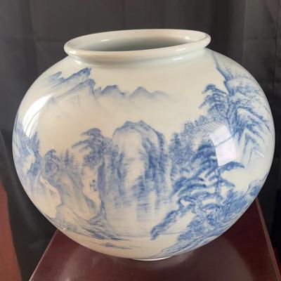 Vintage Blue and White Asian Vase