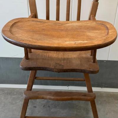 Vintage Wooden High Chair with Removable Tray