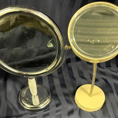 Lot of 2 Vanity / Makeup Mirrors – Pedestal & Adjustable Desk Style