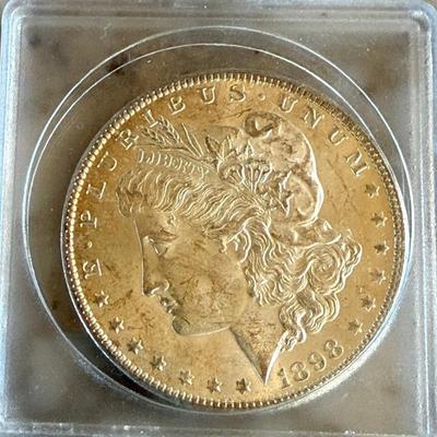 1898 Morgan Silver Dollar Coin In Case Uncirculated Stored In Bags