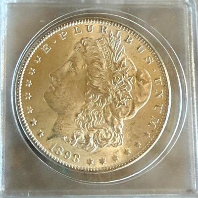 1898 Morgan Silver Dollar Coin In Case Uncirculated Stored In Bags