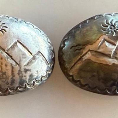 (2) Vintage Navajo Sterling Silver Hand Stamped Conchos - 22.48 Grams