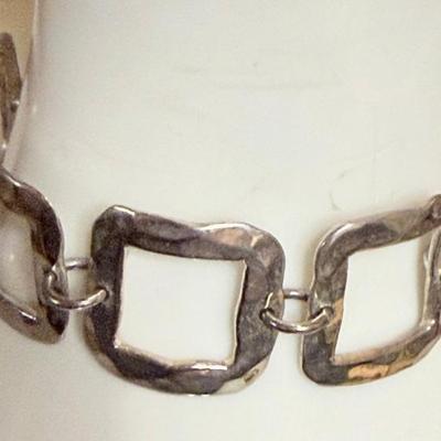 Sterling Silver 7 Inch Square Panel Bracelet - Total Weight 18.62