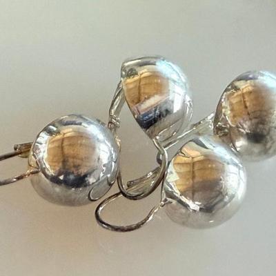 (2) Pairs Of Sterling Silver Ball Wire Earrings - Total Weight 10.79 Grams