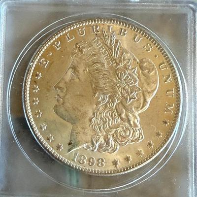 1898 Morgan Silver Dollar Coin In Case Uncirculated Stored In Bags