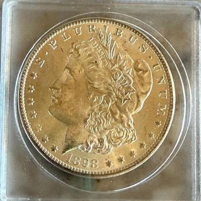 1898 Morgan Silver Dollar Coin In Case Uncirculated Stored In Bags