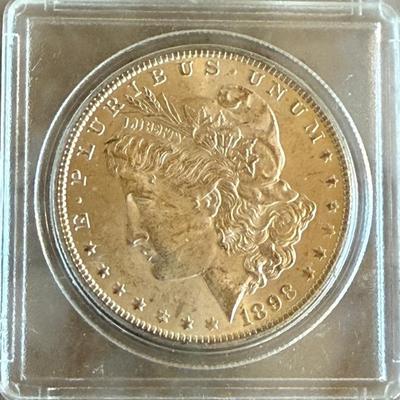 1898 Morgan Silver Dollar Coin In Case Uncirculated Stored In Bags