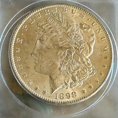 1898 Morgan Silver Dollar Coin In Case Uncirculated Stored In Bags