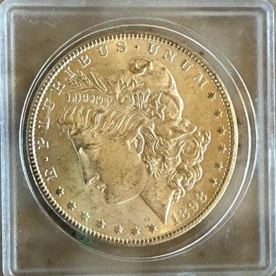 1898 Morgan Silver Dollar Coin In Case Uncirculated Stored In Bags