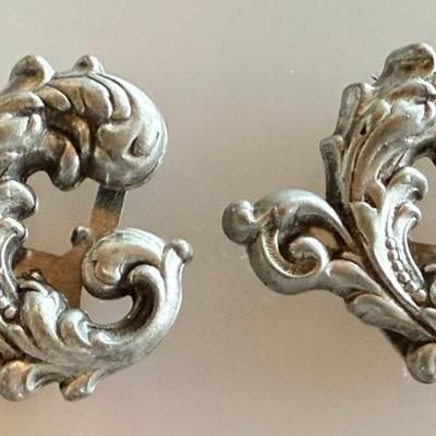 Pair Of Victorian Repousse Silver Tone Shoe Buckles