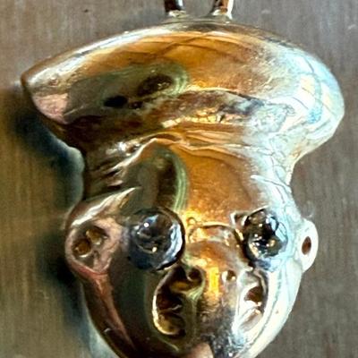 14k Gold Pendant With Stone Eyes - Total Weight 3.69 Grams