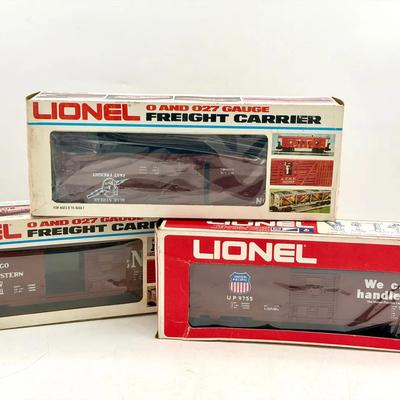 (3) vintage Lionel O and O27 gauge model railroad freight cars