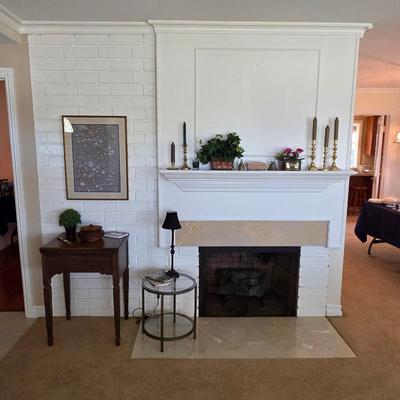 Sale Photo Thumbnail #16: Vintage sewing machine, vintage accent table, antique silk embroidered art