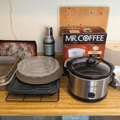 Sale Photo Thumbnail #75: Mr. Coffee coffee maker, Crock-pot slow cooker, vintage Stanley Thermos