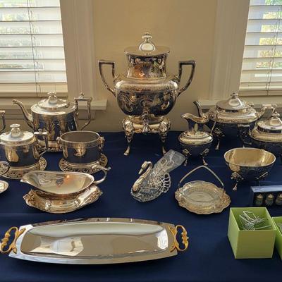 Sale Photo Thumbnail #93: Vintage silver serving ware and accessories