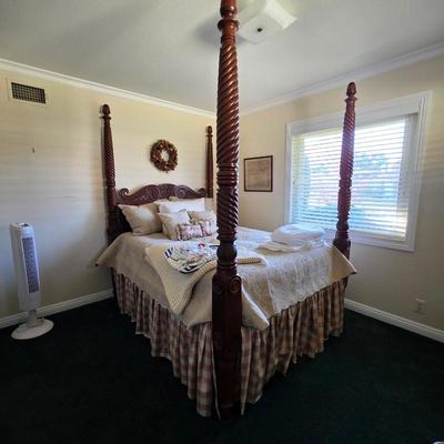 Sale Photo Thumbnail #9: Stunning antique carved wood full size 4 post bed