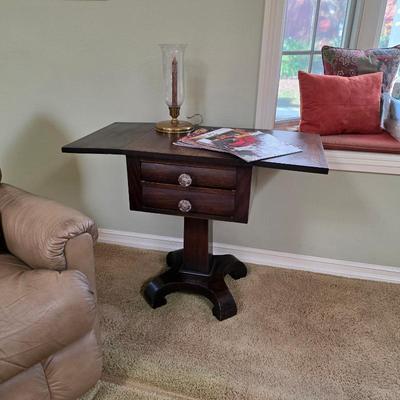 Sale Photo Thumbnail #57: Vintage Empire drop leaf two drawer table