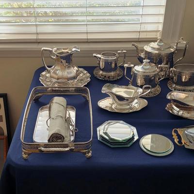 Sale Photo Thumbnail #92: Vintage silver serving ware and accessories