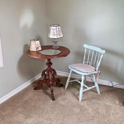Sale Photo Thumbnail #11: George III style mahogany tripod table, vintage sitting chair