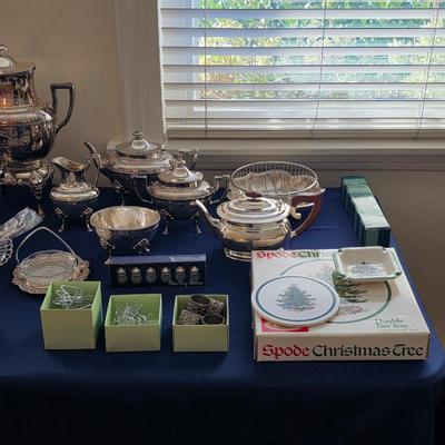 Sale Photo Thumbnail #94: Vintage silver serving ware and accessories