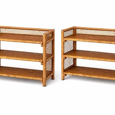 Sale Photo Thumbnail #19: Rattan low shelves