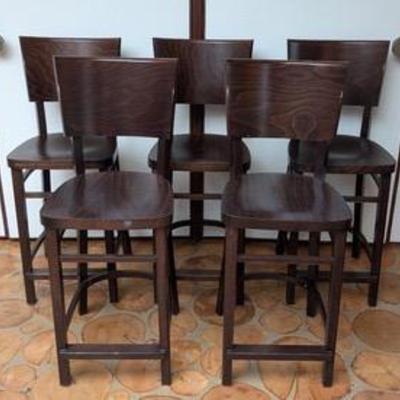 Set of 5 Wood Counter Height Stools with Backs

This set includes 5 wood counter height stools, each featuring a sturdy design with a...