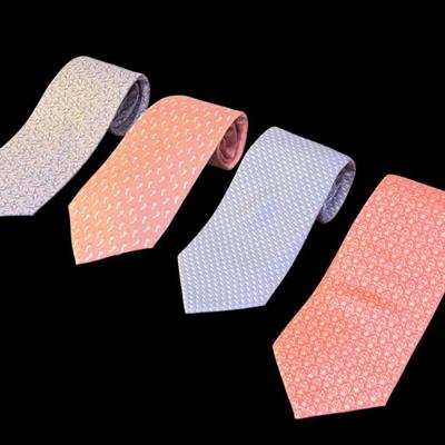 Set of 4 Vineyard Vines Silk Patterned Ties Assorted Designs