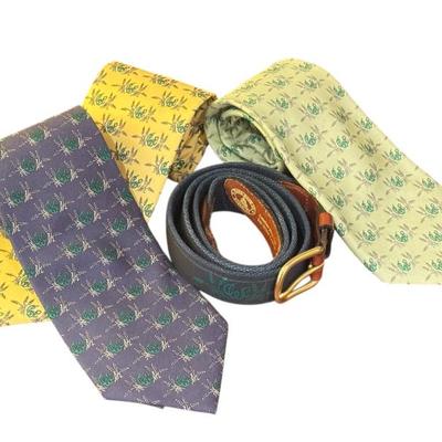 Vineyard Vines Woodhill Country Club Collection Ties and Leather Belt Set
