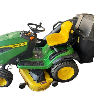John Deere S170 Riding Lawn Tractor with Bagger Attachment
