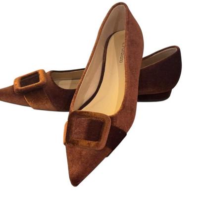 C.Paravano Brown Velvet Pointed Toe Flats Size 40.5
