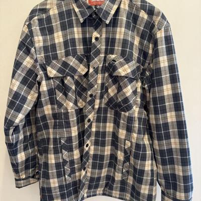 Simms Plaid Long Sleeve Snap Shirt, Size Large

Simms plaid long sleeve snap shirt in size large, featuring a blue, white, and tan check...